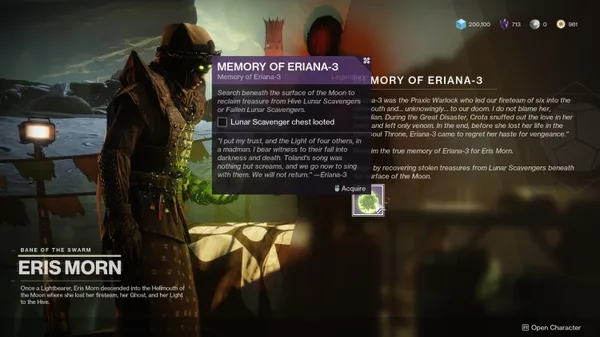 Destiny 2 Shadowkeep: Memory of Eriana-3 Quest Guide