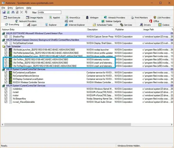 Disable Telemetry in Nvidia Geforce Experience Drivers
