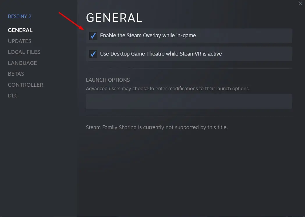 Disable Steam Overlay Destiny 2