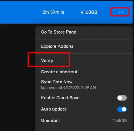 Epic Games Verify Files