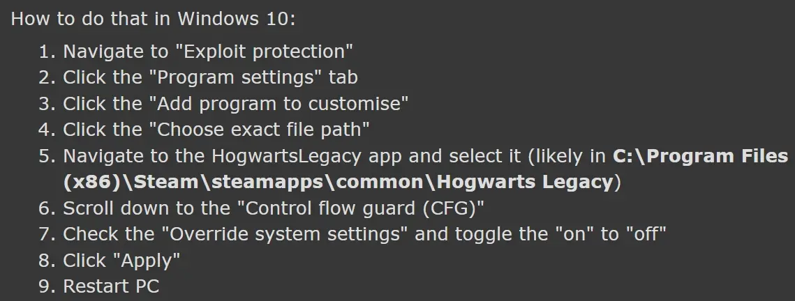 Exploit Protection Windows 10