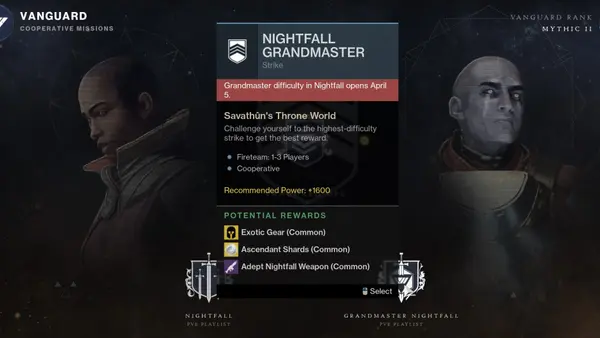 Grandmaster Nightfall This Week, Rotation & Rewards