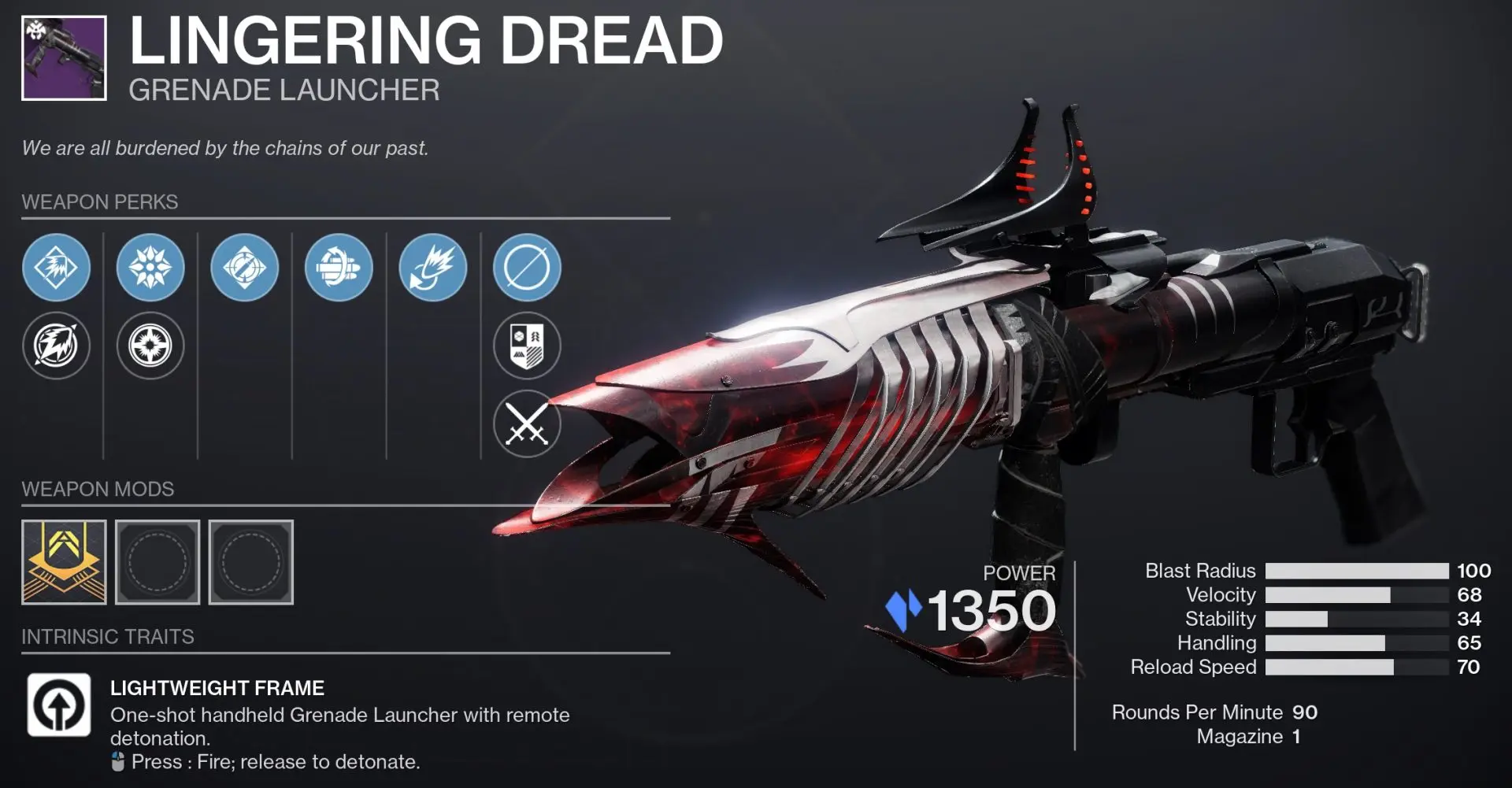 Lingering Dread Grenade Launcher