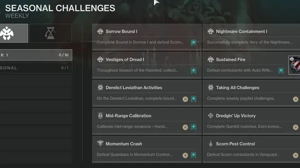 Destiny 2 Season of the Haunted  Seasonal Challenges [Season 17]