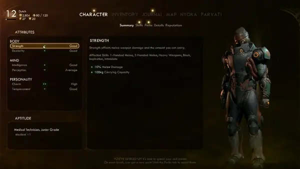 The Outer Worlds Attributes Guide