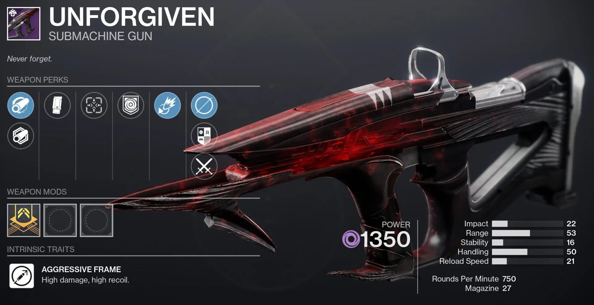 Unforgiven Smg Dungeon Duality