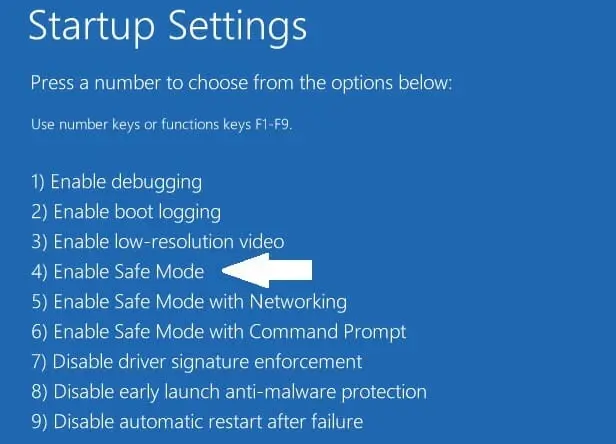 windows 10 startup settings